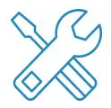 A Spanner and Screw Driver Symbol in Blue