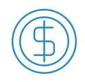 A Dollar Sign in a Blue Ring Circle