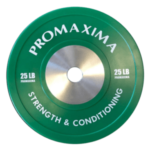 A green Competition Power Bumper Plate with the words promaxima on it.