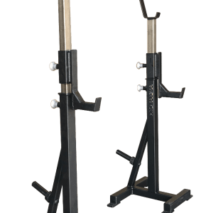 Two FW-162 Portable Squat Stands on a black background.