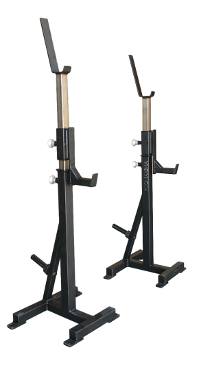 Two FW-162 Portable Squat Stands on a black background.