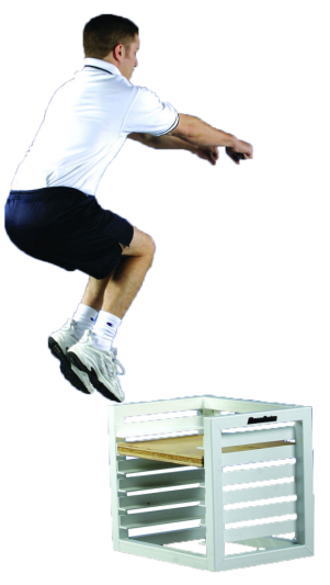 A Man Jumping on an Adjustable Step Box