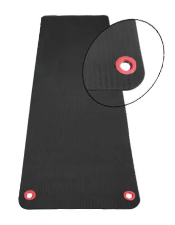 A black Hanging Exercise Mat with a red circle on it.