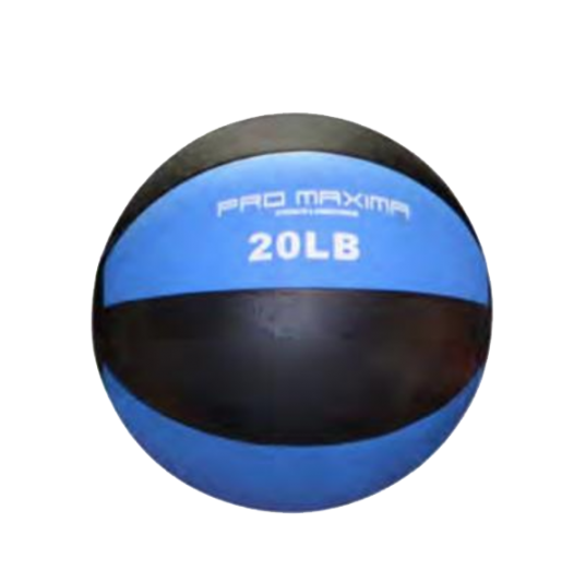 A blue and black Hard Medicine Ball with the word promaxx on it.