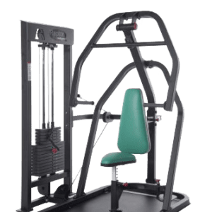 A Chest Press With Teal Color Seat