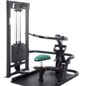 A Tricep Machine With a Teal Seat