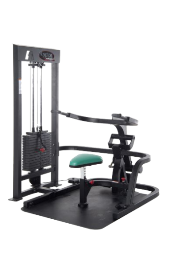 A Tricep Machine With a Teal Seat