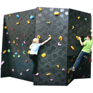 Two people climbing on Ledgewall Panels.