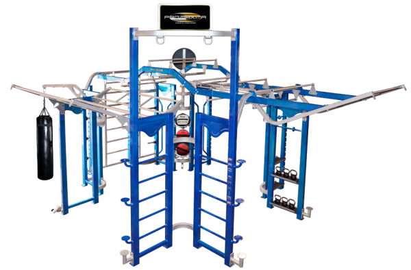 A Rage Cage Cross Training Rig with a blue and black frame.