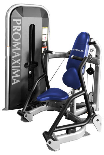 The STEALTH ST-10 Chest Press machine is shown in front of a blue chair.